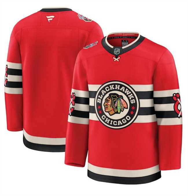 Mens Chicago Blackhawks Blank Red 2024-25 Winter Classic Stitched Hockey Jersey Dzhi->chicago blackhawks->NHL Jersey